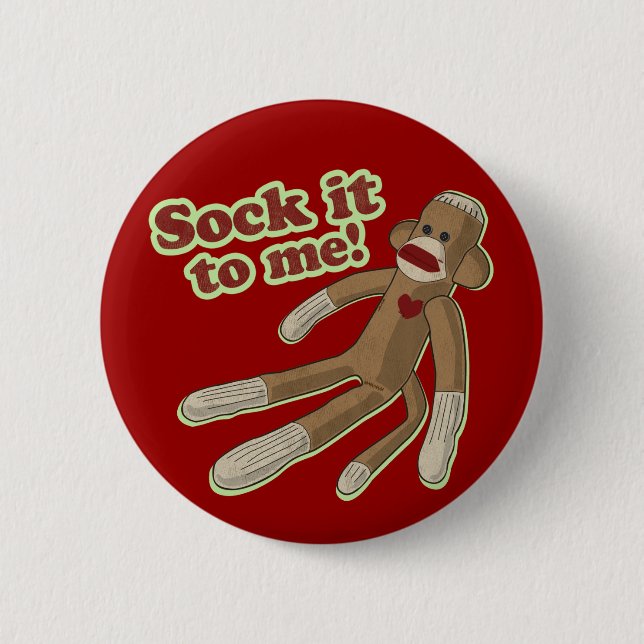 Badge Rond 5 Cm Bouton de singe de chaussette (Devant)