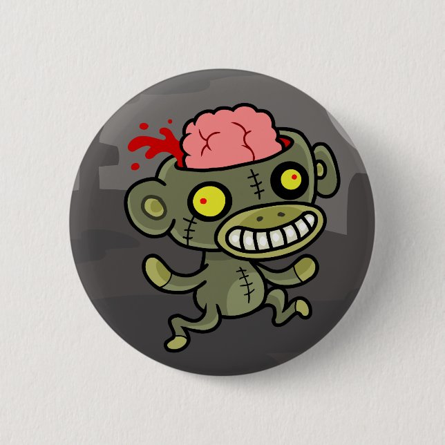 Badge Rond 5 Cm Bouton de singe de zombi (Devant)