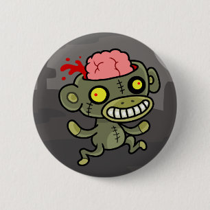 Badge Rond 5 Cm Bouton de singe de zombi