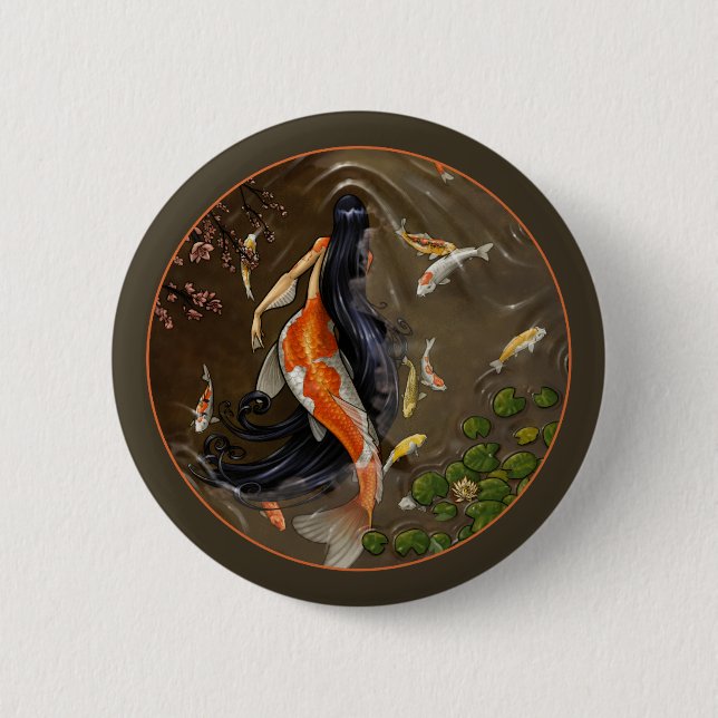 Badge Rond 5 Cm Bouton de sirène de Koi (Devant)
