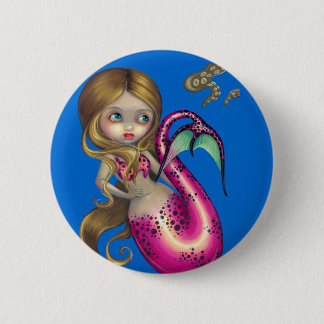 Badge Rond 5 Cm Bouton "de sirène étonnée"