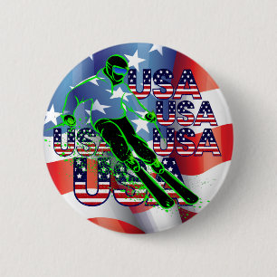 BADGE ROND 5 CM BOUTON DE SKI USA