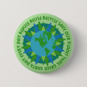 Badge Rond 5 Cm Bouton de slogans de jour de la terre