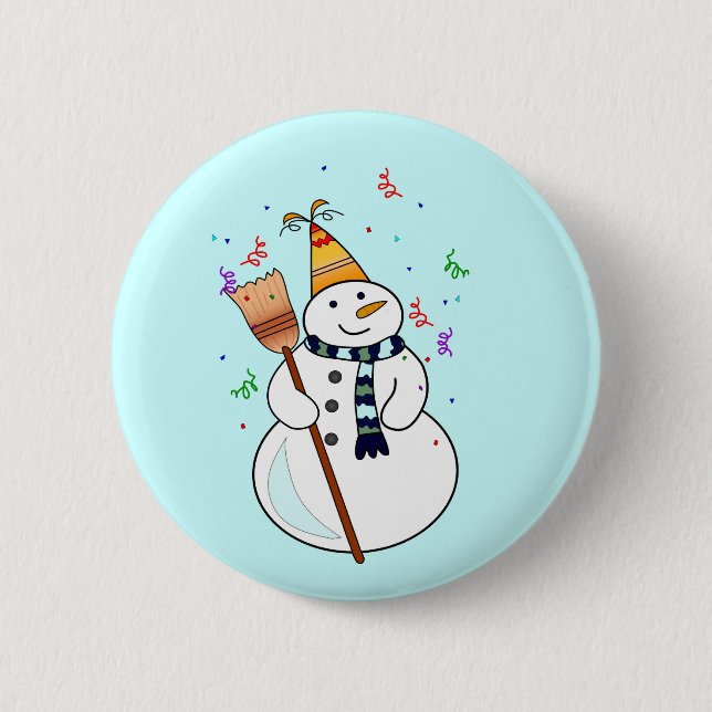 Badge Rond 5 Cm Bouton de Snowman (Devant)