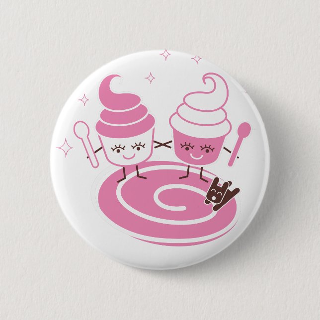 Badge Rond 5 Cm Bouton de soeurs de yogourt glacé (Devant)