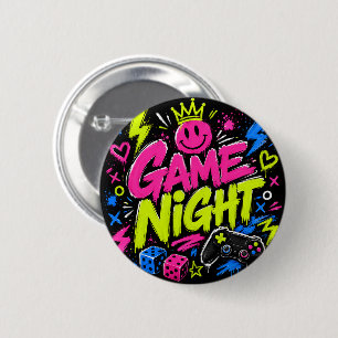Badge Rond 5 Cm Bouton de soirée jeu de société graffiti néon auda