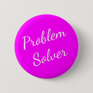 Badge Rond 5 Cm Bouton de solveur de problème Magenta White