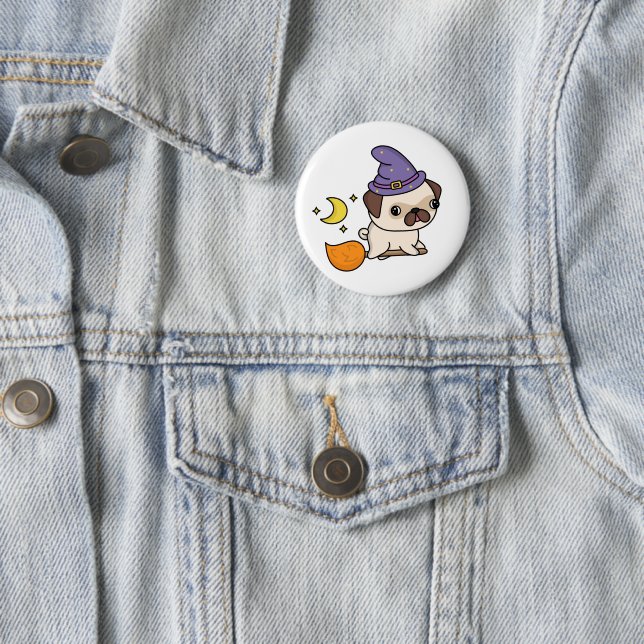 Badge Rond 5 Cm Bouton de sorcière Puggy (En situation)