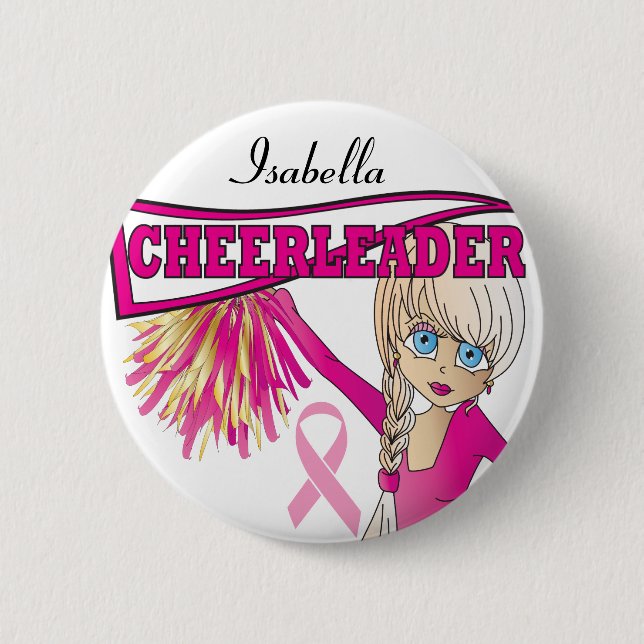 Badge Rond 5 Cm Bouton de soutien pour le cancer du sein rose (Devant)