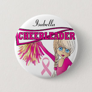 Badge Rond 5 Cm Bouton de soutien pour le cancer du sein rose Pom-