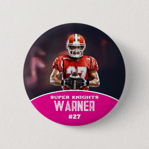 Badge Rond 5 Cm Bouton de sport avec photo et nom de football pers