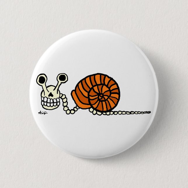 Badge Rond 5 Cm Bouton de squelette d'escargot (Devant)
