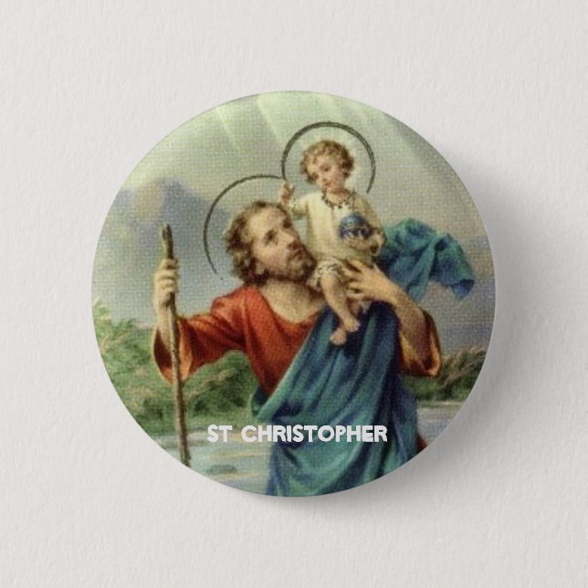 Badge Rond 5 Cm Bouton de St Christopher (Devant)