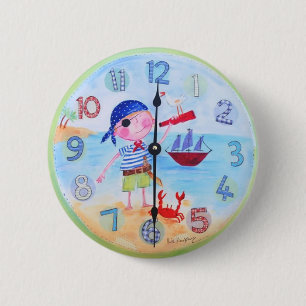 Badge Rond 5 Cm Bouton de style d'horloge d'enfants - 'le pirate "