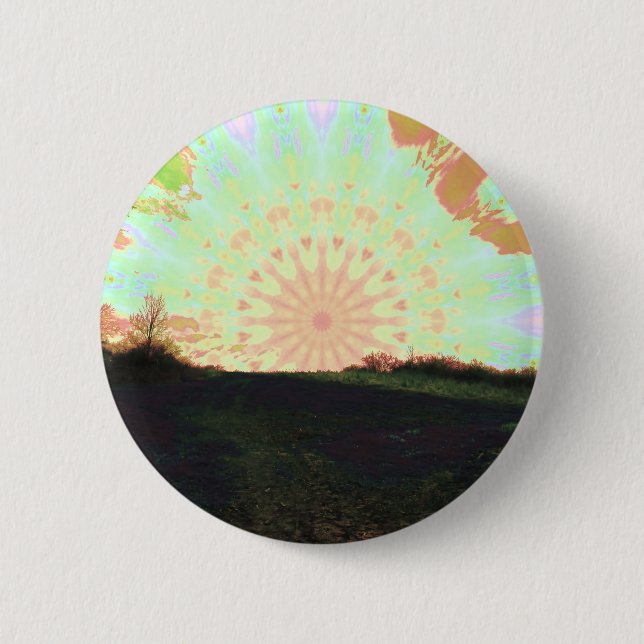 Badge Rond 5 Cm Bouton de Sunset Hill psychédélique, bienheureux (Devant)