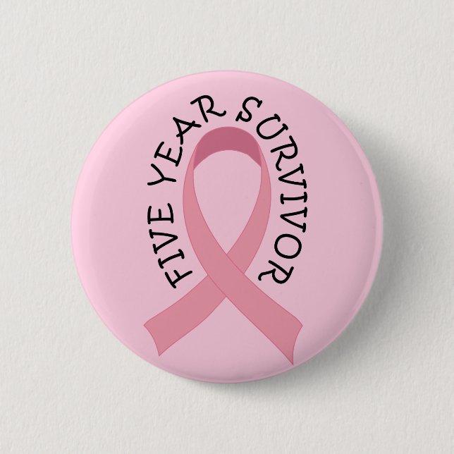 Badge Rond 5 Cm Bouton de survivant de cancer du sein de 5 ans (Devant)