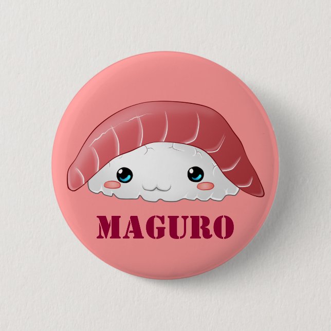 Badge Rond 5 Cm Bouton "de sushi de Maguro" (Devant)