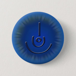Badge Rond 5 Cm Bouton de symbole béni par bleu frais