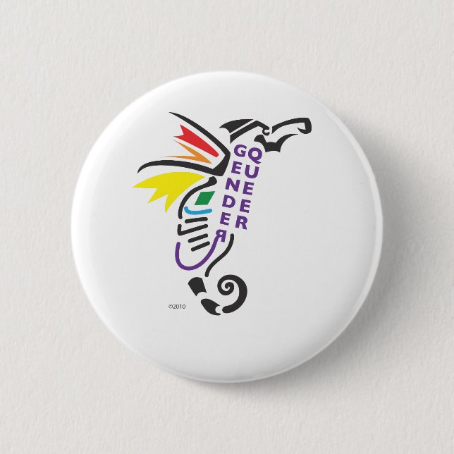 Badge Rond 5 Cm Bouton de symbole de Genderqueer (Devant)
