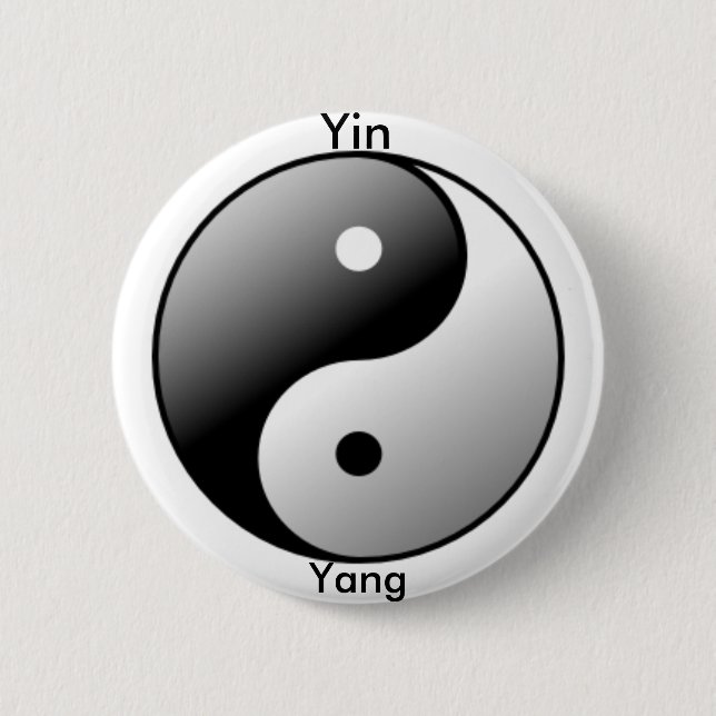 Badge Rond 5 Cm Bouton de symbole de Yin Yang (noir) (Devant)