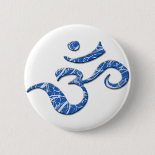 Badge Rond 5 Cm Bouton de symbole d'ohm dans le bleu