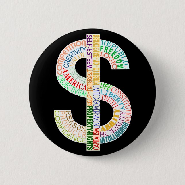 Badge Rond 5 Cm Bouton de symbole dollar (Devant)