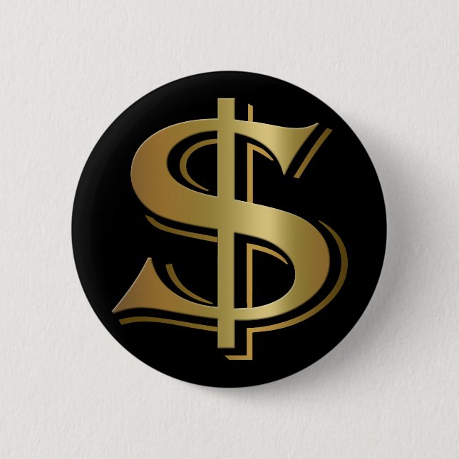 Badge Rond 5 Cm Bouton de symbole dollar (Devant)