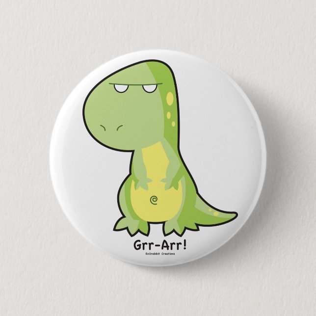 Badge Rond 5 Cm Bouton de T-Rex Grr Arr (Devant)
