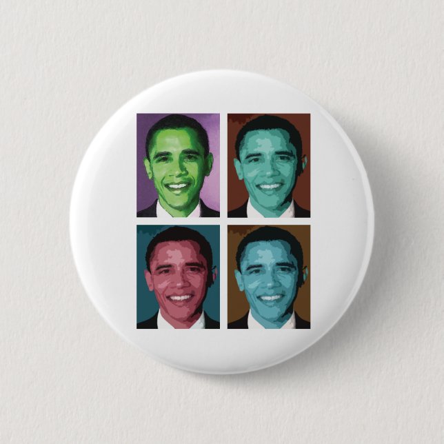Badge Rond 5 Cm Bouton de Technicolor d'Obama (Devant)