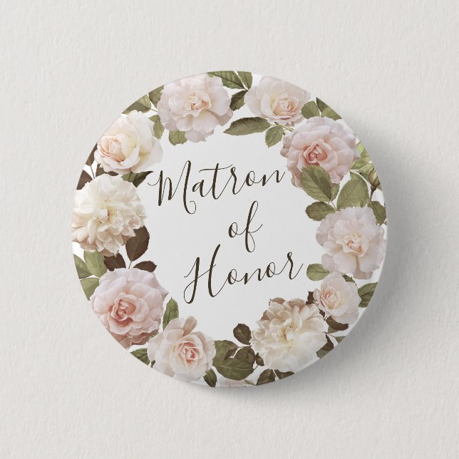 Badge Rond 5 Cm Bouton de témoin de mariage Roses anciennes frança (Devant)