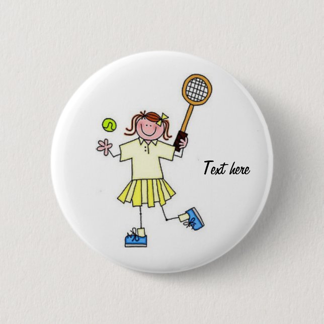 Badge Rond 5 Cm Bouton de tennis de filles (Devant)
