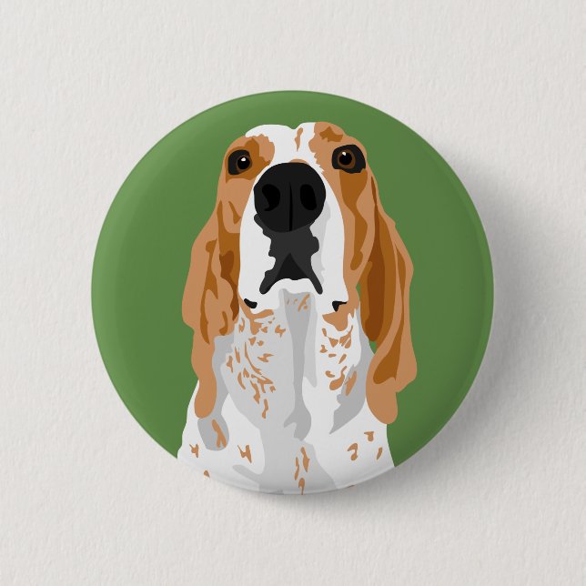 Badge Rond 5 Cm Bouton de tête de coonhound de Redtick (Devant)
