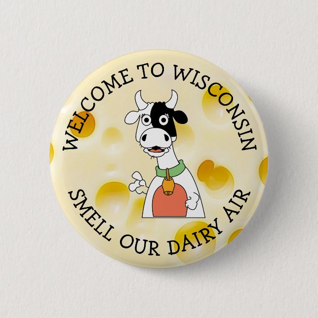 Badge Rond 5 Cm Bouton de tête de fromage Humour Wisconsin (Devant)