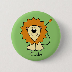 Badge Rond 5 Cm Bouton de texte personnalisé Lion Illustration