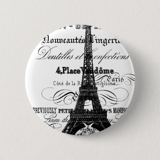 Badge Rond 5 Cm Bouton de Tour Eiffel (Devant)