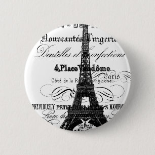 Badge Rond 5 Cm Bouton de Tour Eiffel