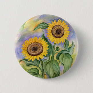 BADGE ROND 5 CM BOUTON DE TOURNESOL
