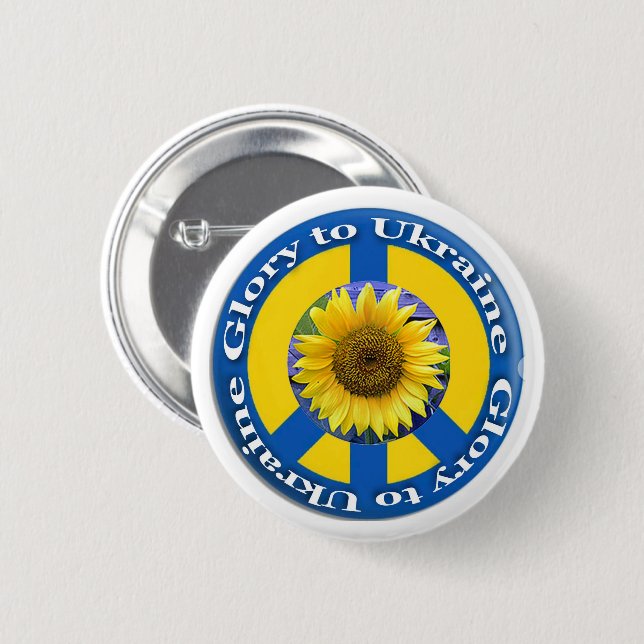 Badge Rond 5 Cm Bouton de tournesol de la Gloire à l'Ukraine (Devant & derrière)