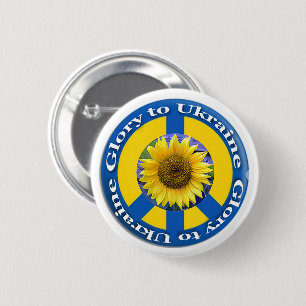 Badge Rond 5 Cm Bouton de tournesol de la Gloire à l'Ukraine