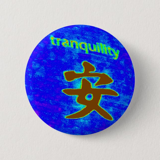 Badge Rond 5 Cm bouton de tranquillité bleu (Devant)