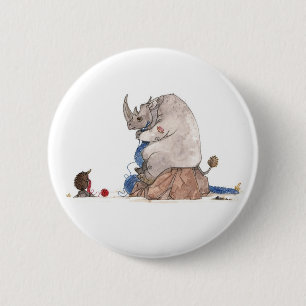 Badge Rond 5 Cm Bouton de tricot de rhinocéros