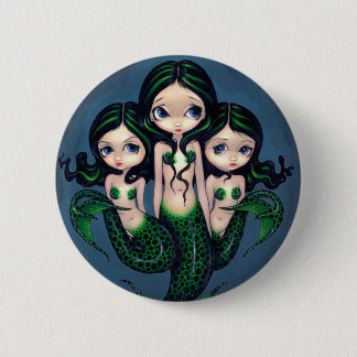 Badge Rond 5 Cm Bouton "de triplets verts de sirène"