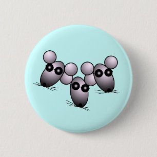 Badge Rond 5 Cm Bouton de trois souris aveugle