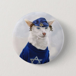 Badge Rond 5 Cm Bouton de vacances de chat de Hanoukka Payot