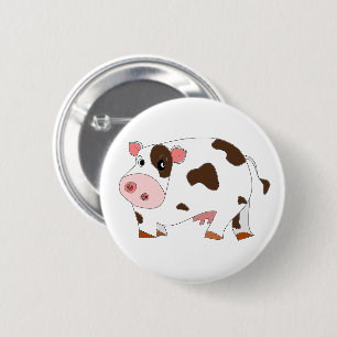 Badge Rond 5 Cm Bouton de vache heureux