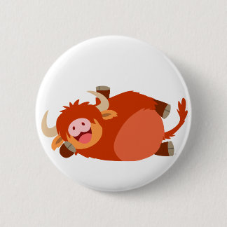 Badge Rond 5 Cm Bouton de vache Highland Cartoon de couleur pâle