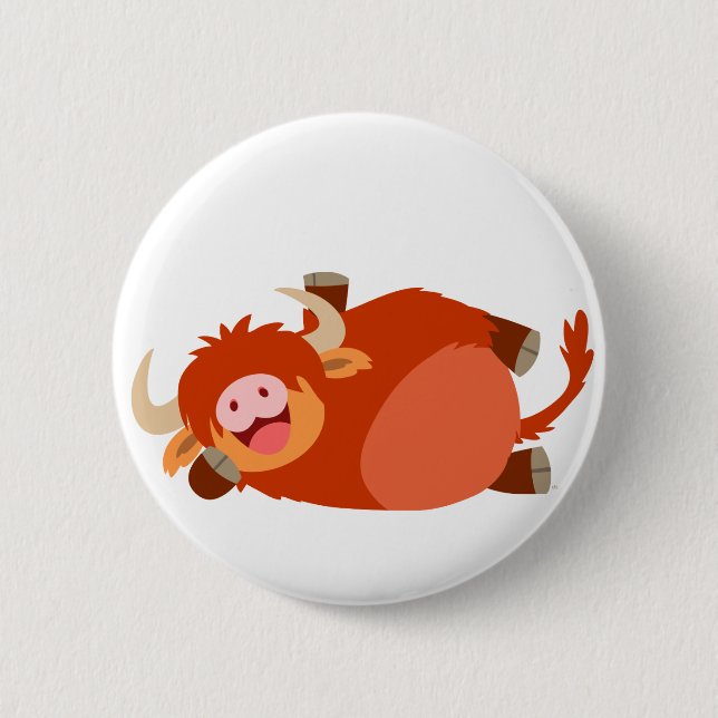 Badge Rond 5 Cm Bouton de vache Highland Cartoon de couleur pâle (Devant)