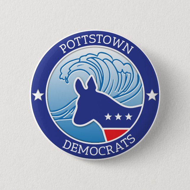Badge Rond 5 Cm Bouton de vague de Pottstown Démocrate (Devant)