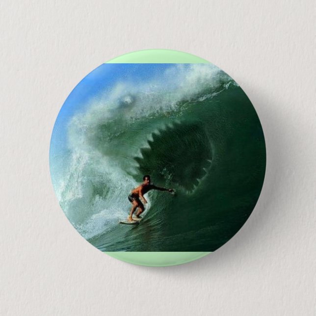 Badge Rond 5 Cm Bouton de vague de requin (Devant)