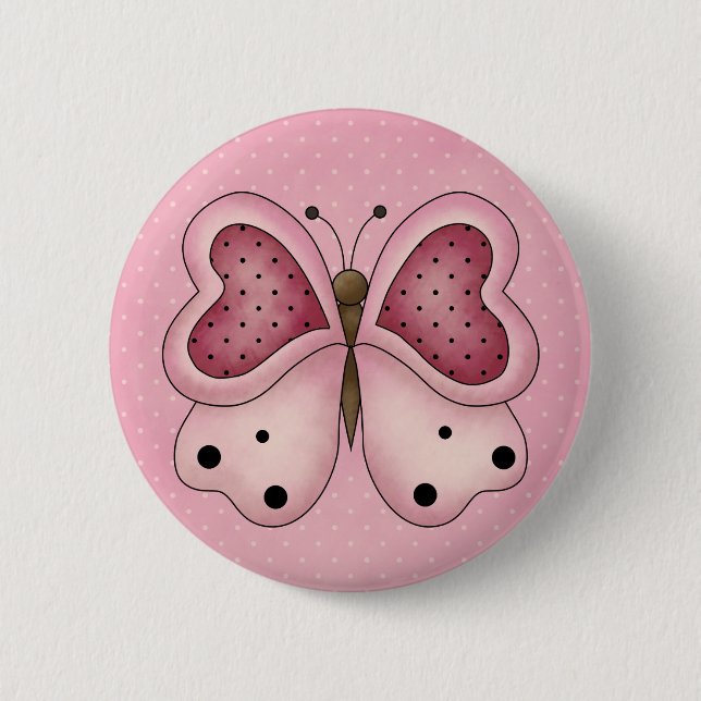 Badge Rond 5 Cm Bouton de Valentine de papillon de coeur (Devant)